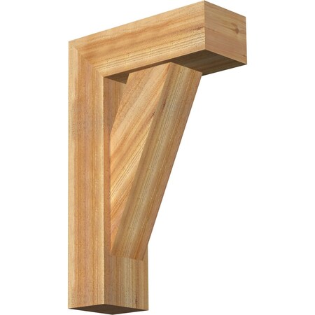 Ekena Millwork Traditional Block Rough Sawn Bracket w/ Offset Brace, Western Red Cedar, 8"W x 22"D x 34"H BKT0806X22X34TRA05RWR